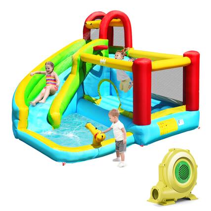 Front. Gymax - Gymax Inflatable Kids Water Slide Jumper Bounce House Splash Water Pool W/ 735W Blower.