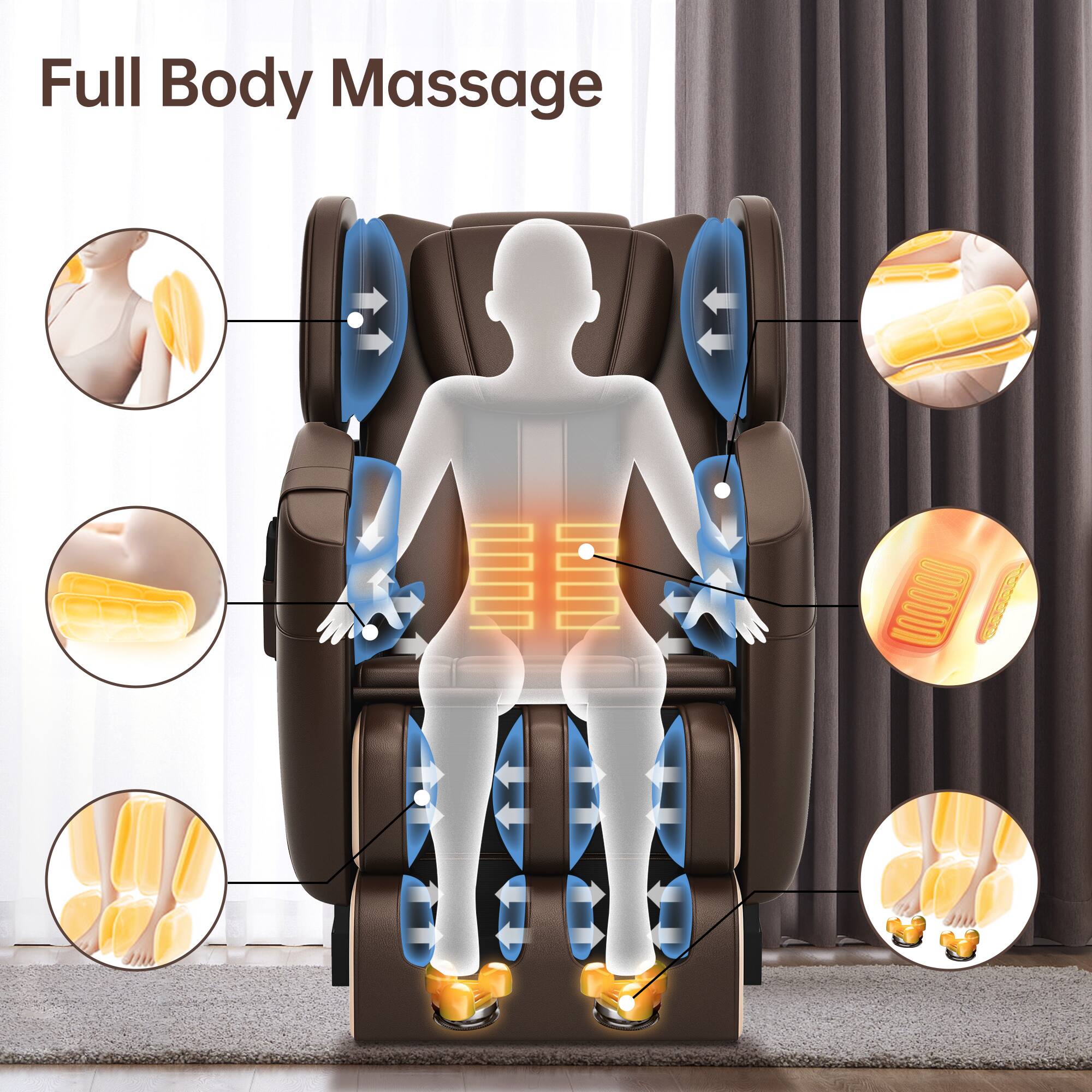 Full Body Massage

- Neck and Shoulders
- Back and Lumbar
- Arms and Hands
- Legs and Feet
- Heat Therapy
