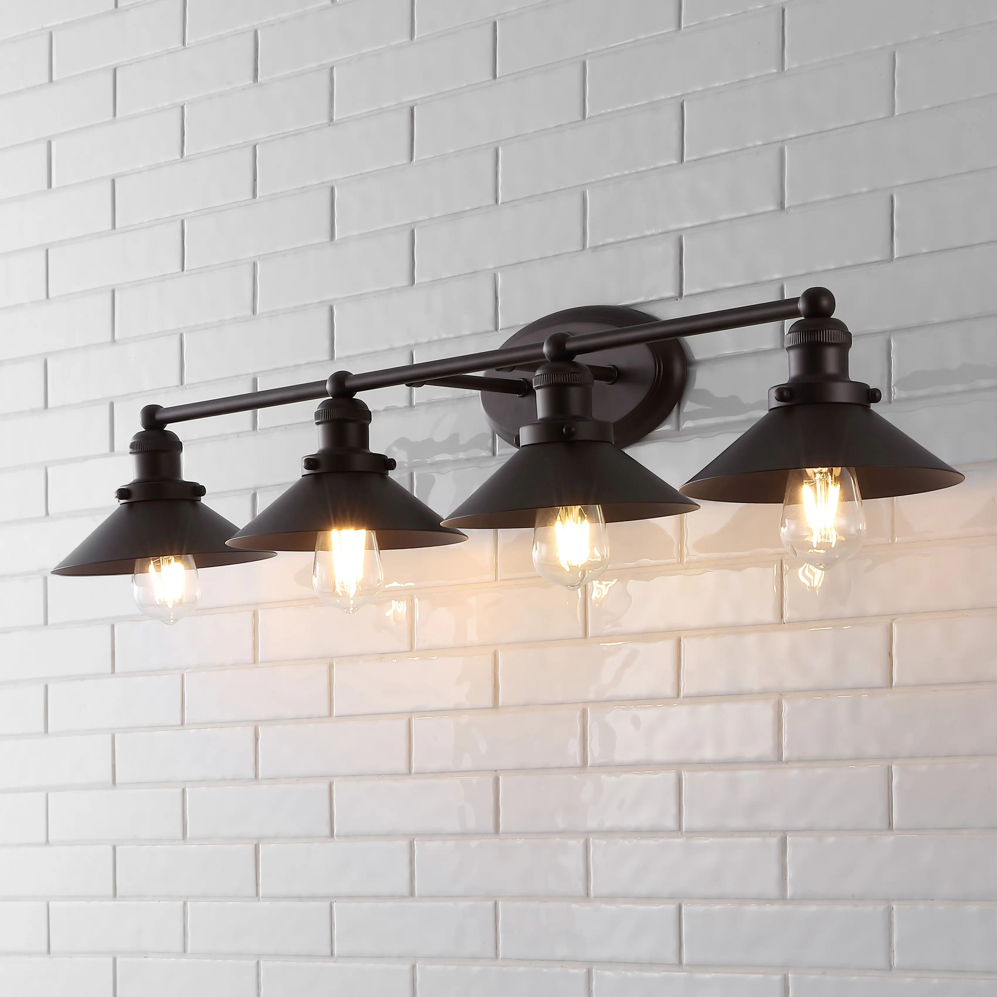 Alt View 1. Jonathan Y - July 36.25" 4-Light Industrial Farmhouse Metal Vanity Light, Oil Rubbed Bronze - Oil Rubbed Bronze.