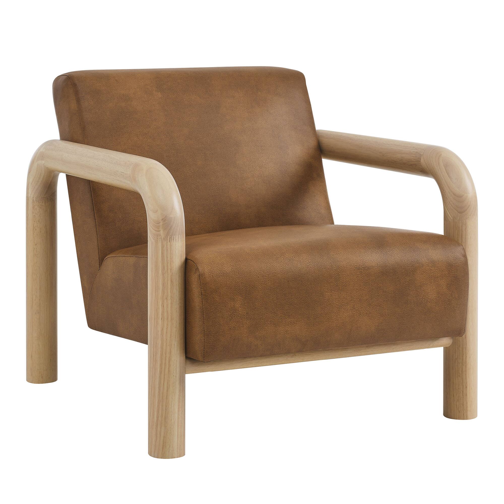 Angle. Modway - Sereno Vegan Leather Accent Chair by Modway - Canyon Oak.
