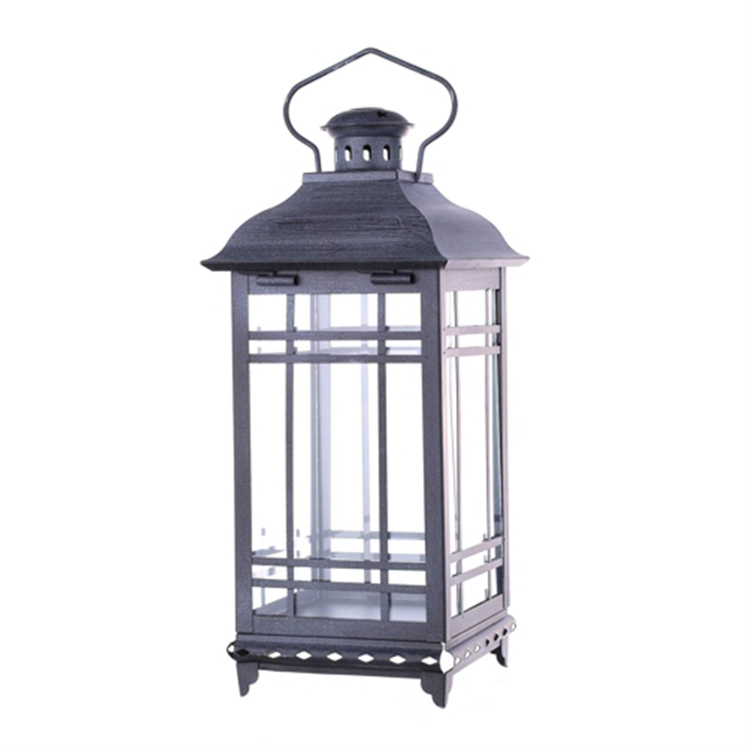 Angle. BreeBe - Traditional Grey Metal Lantern (Set of 3) - Grey, White.