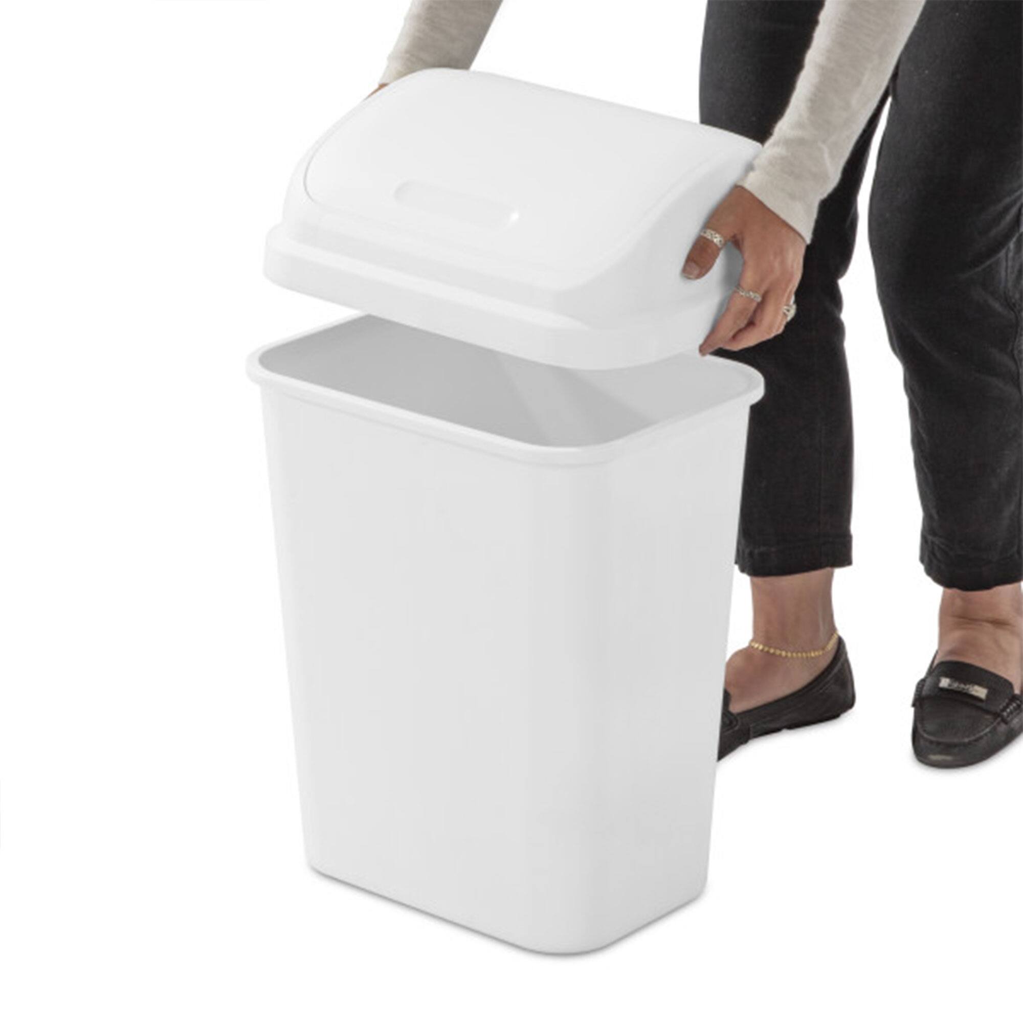 Alt View 5. Sterilite - Sterilite 7.8 Gallon SwingTop Kitchen Wastebasket Trash Can, White (6 Pack) - White.