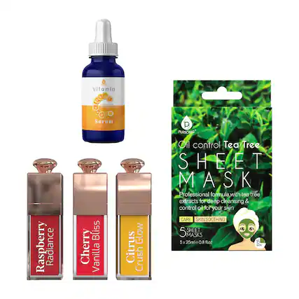 Vitamin P Serum
Professional formula with tea tree extracts
37ml 0.2oz
PURSONIC
Oil control Tea Tree
SHEET MASK
Professional formula with tea tree extracts for deep cleansing & control oil for your skin
CARE SKIN SOOTHING
5 SHEET MASKS
5 x 25ml e 0.8 fl.oz
15 MIN
Raspberry Radiance
Cherry Vanilla Bliss
Citrus Crush Glow