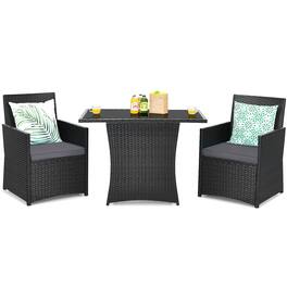 Costway - 3PCS Patio Rattan Furniture Set Cushion Sofa Armrest Garden Deck - Gray