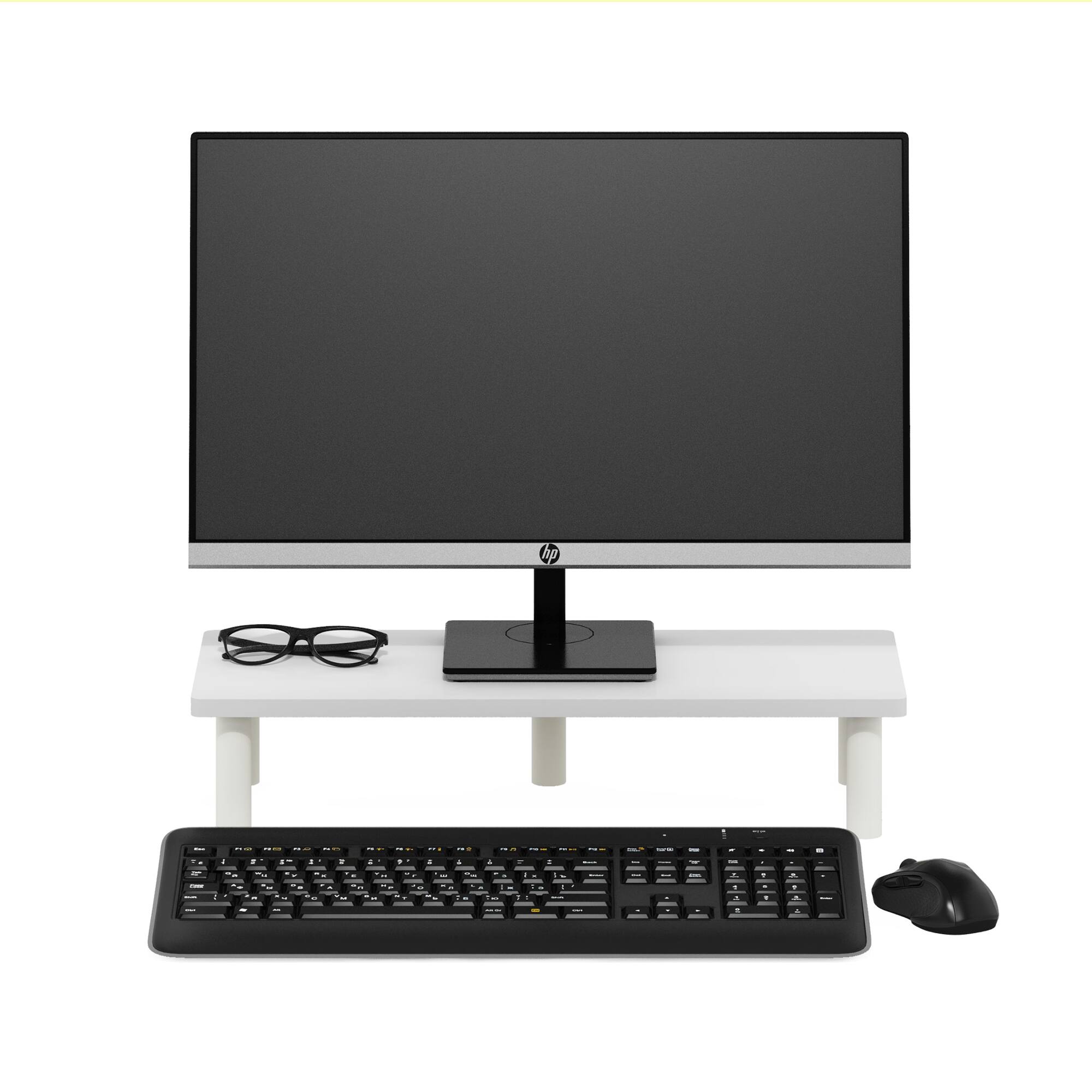 Alt View 4. Furinno - Turn-N-Tube Monitor Riser Stand - White/White.