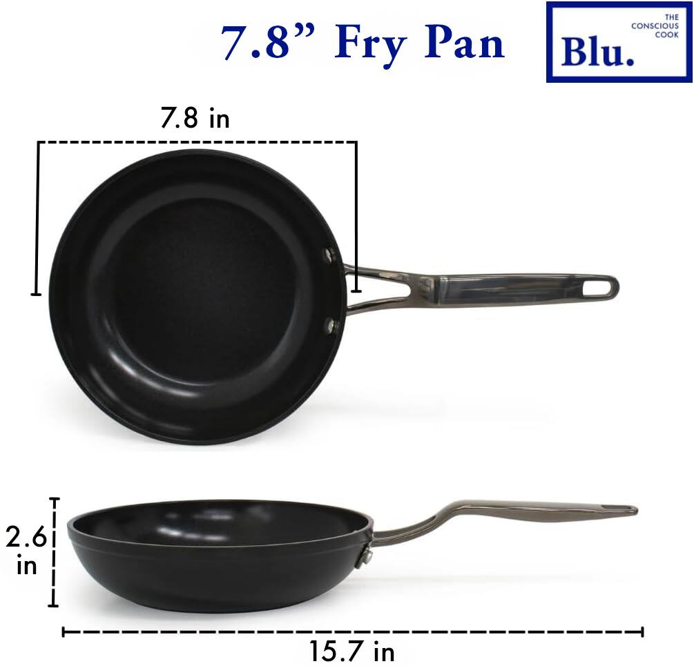 7.8" Fry Pan  
Blu.  
THE CONSCIOUS COOK  

7.8 in  
2.6 in  
15.7 in