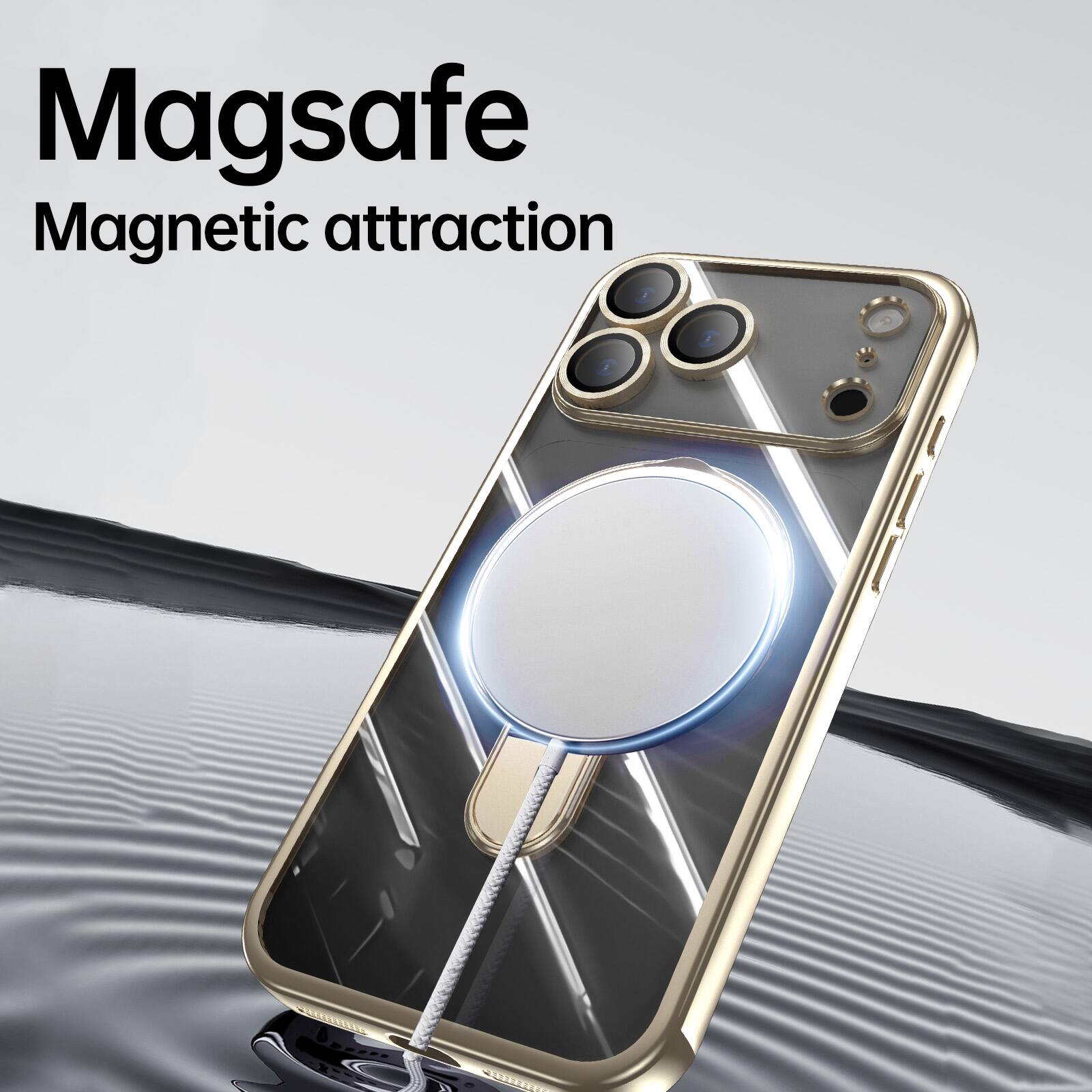 Magsafe  
Magnetic attraction