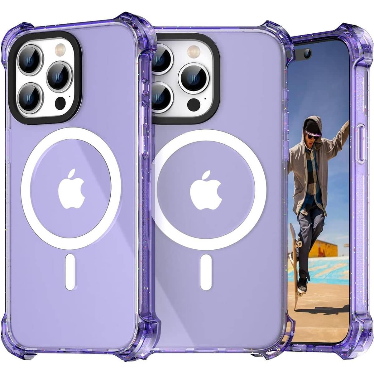 Front. Entronix - Entronix Magnetic Case for iPhone 16 Pro - Clear Bounce Frame with Enhanced Protection - Purple.