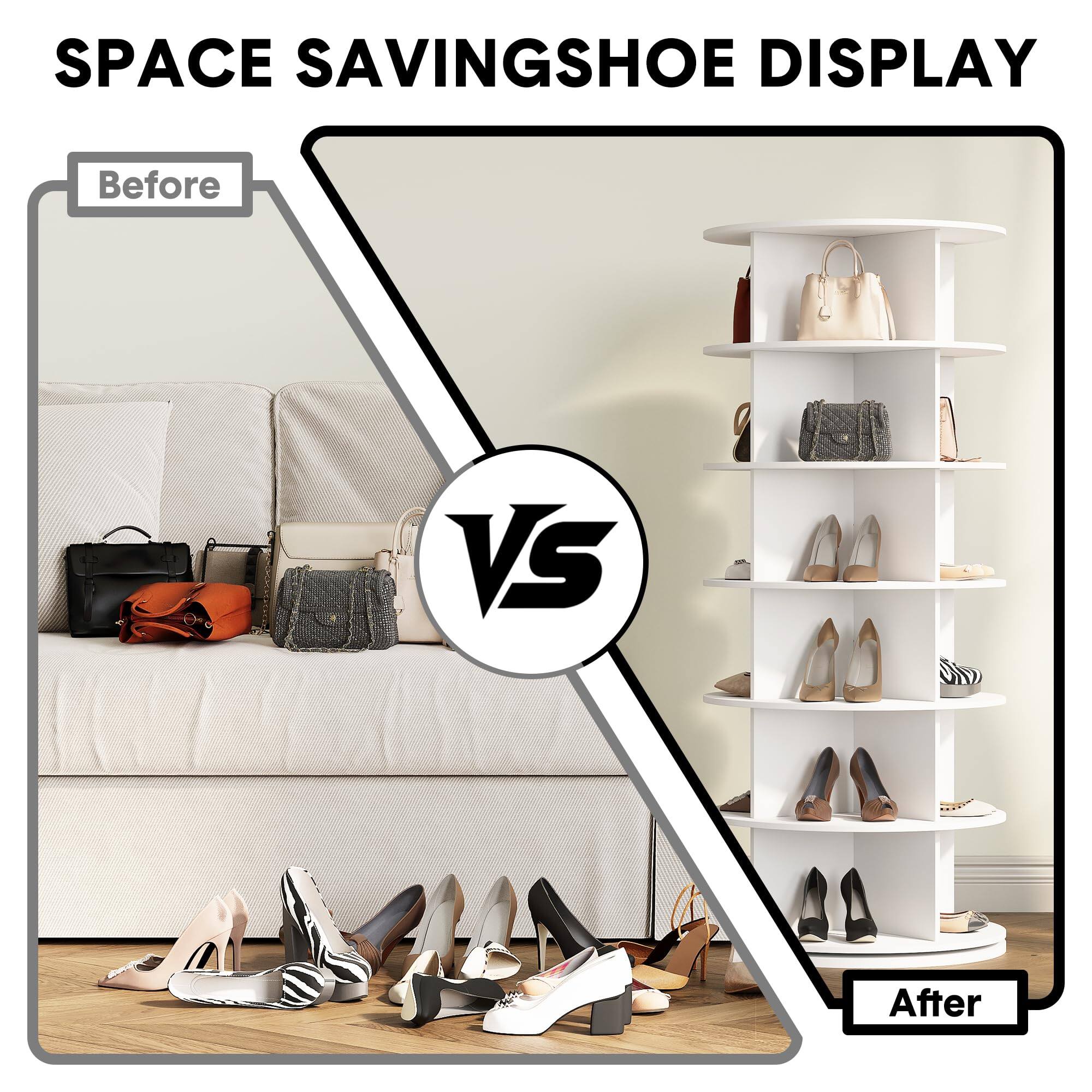 SPACE SAVING SHOE DISPLAY

Before vs After