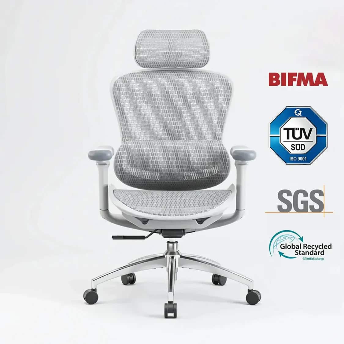 BIFMA  
TUV SUD ISO 9001  
SGS  
Global Recycled Standard  
TextileExchange