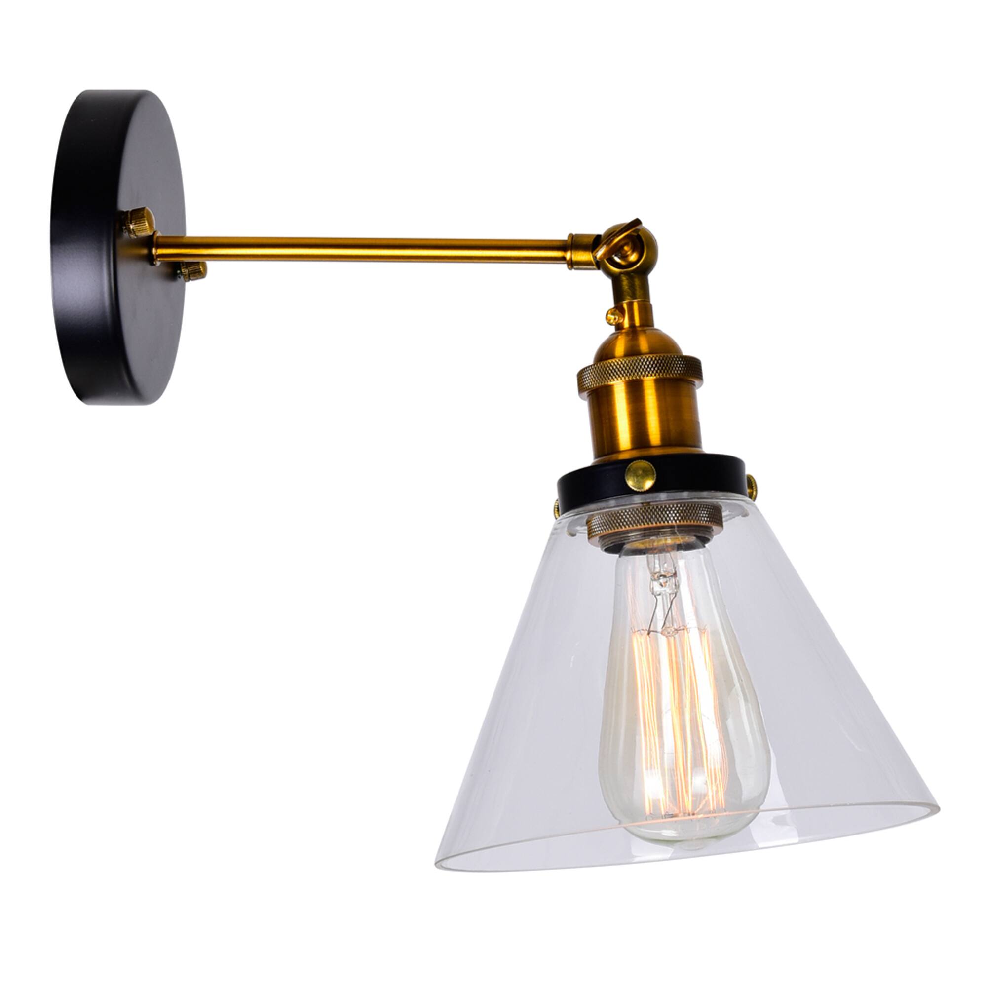Angle. CWI Lighting - Eustis 1 Light Wall Sconce With Black & Gold Brass Finish - Black & Gold Brass.