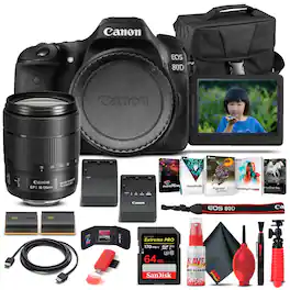 Canon - EOS 80D DSLR Camera W/ 18-135mm Lens 1263C006 - Basic Bundle (International Version) - Black