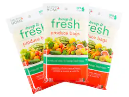 Kitchen + Home - Keep it Fresh Produce Bags - 90 Reusable Fruit Veggie Freshness Green Bags & Twist Ties - Yellow