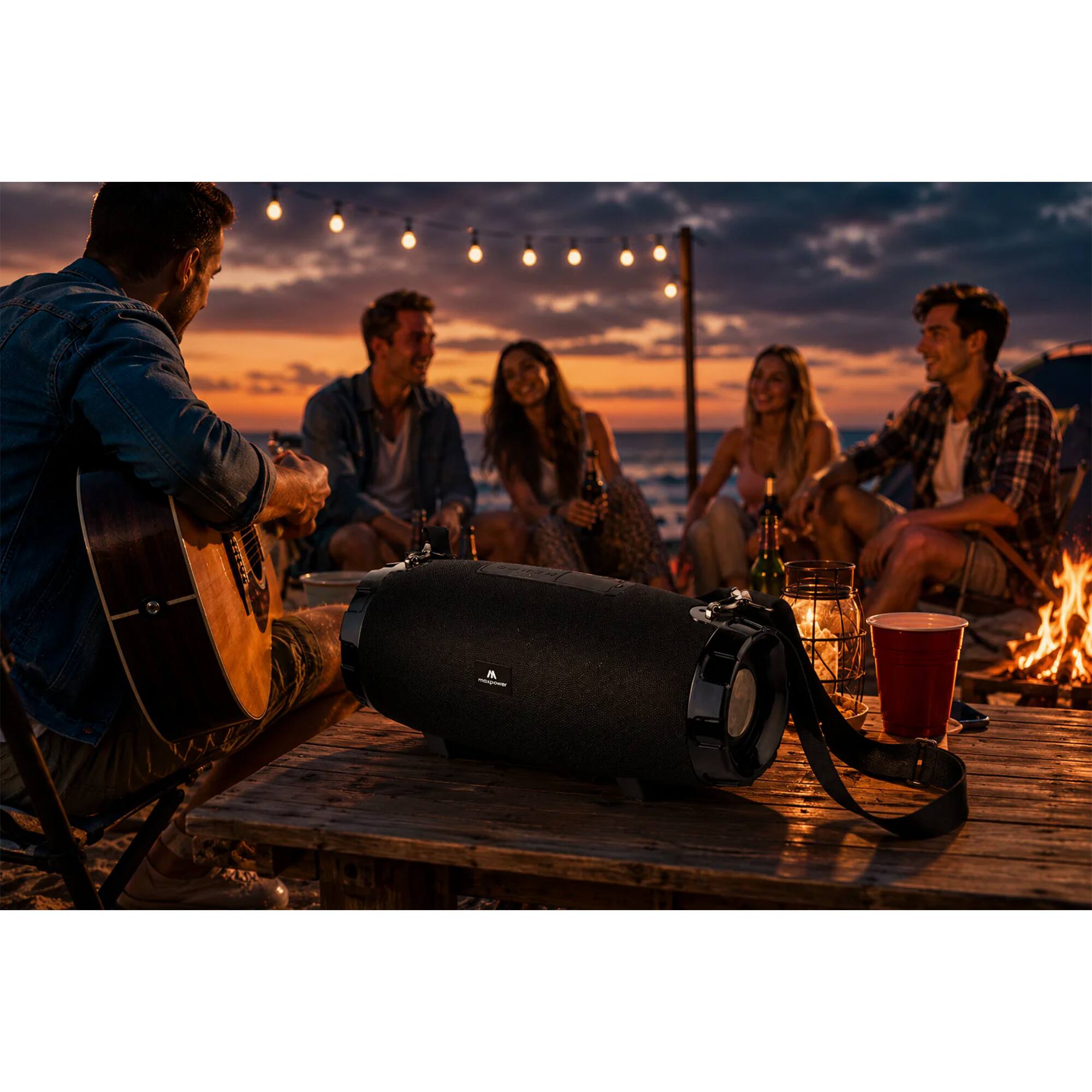 Alt View 2. Max Power - Max Power MPD526 Cyclone 2.0 Rechargeable Bluetooth Speaker, Carry Strap, Red.