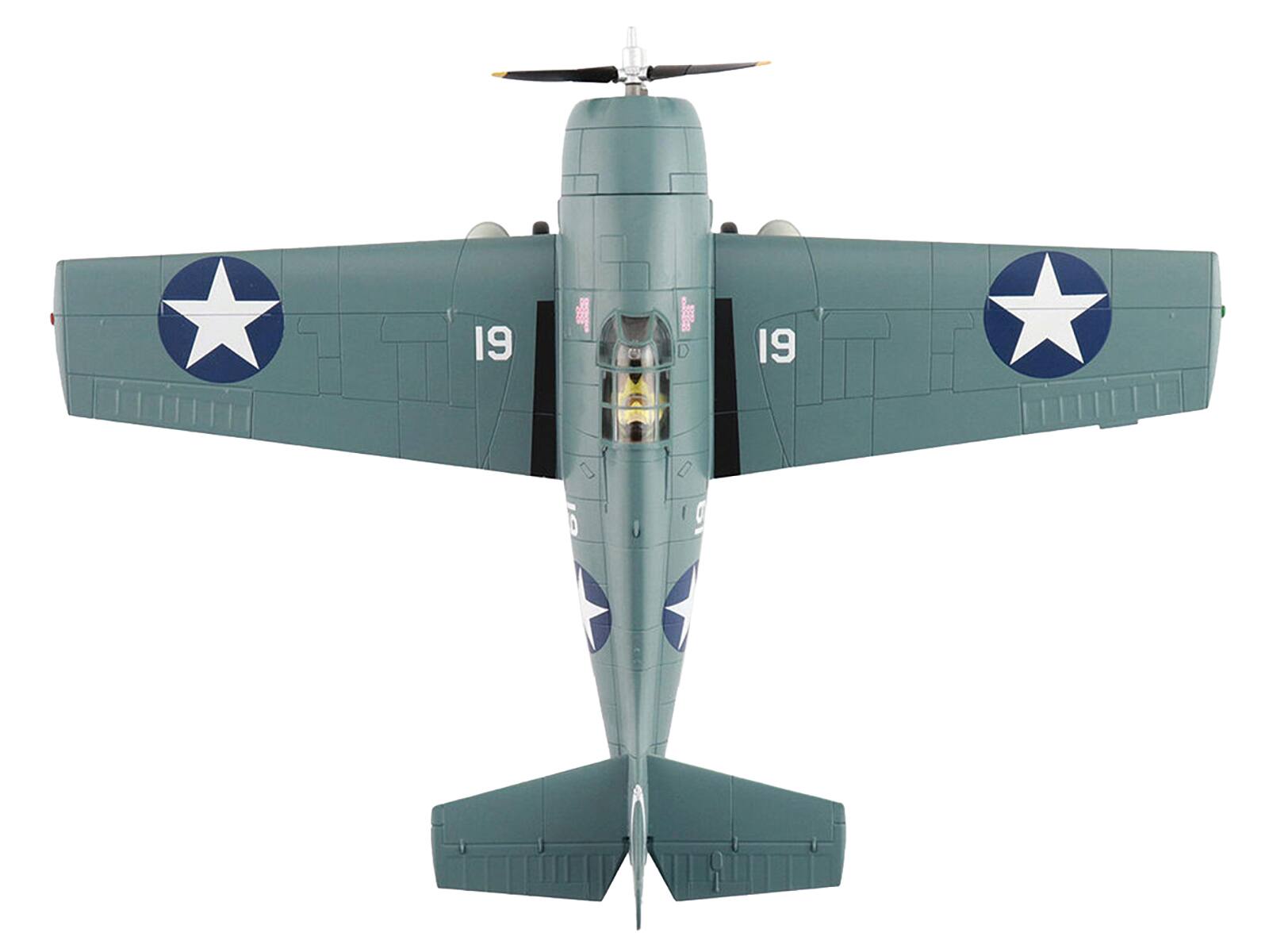 Left. Hobby Master - Grumman F4F-4 Wildcat "Battle of Santa Cruz Lt. Swede Vejtasa VF-10 USS Enterprise 1942" US Navy 1/48 Diecast Model - Blue.