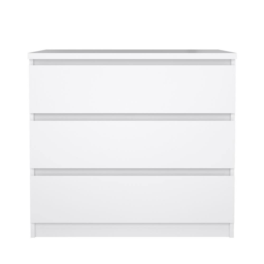 Angle. FurniFact - White 3 Drawer Dresser – Modern 3 Drawer Dresser for Bedroom, Closet, or Entryway – Sleek and Functional Three Drawer - White High Gloss, White High Gloss.