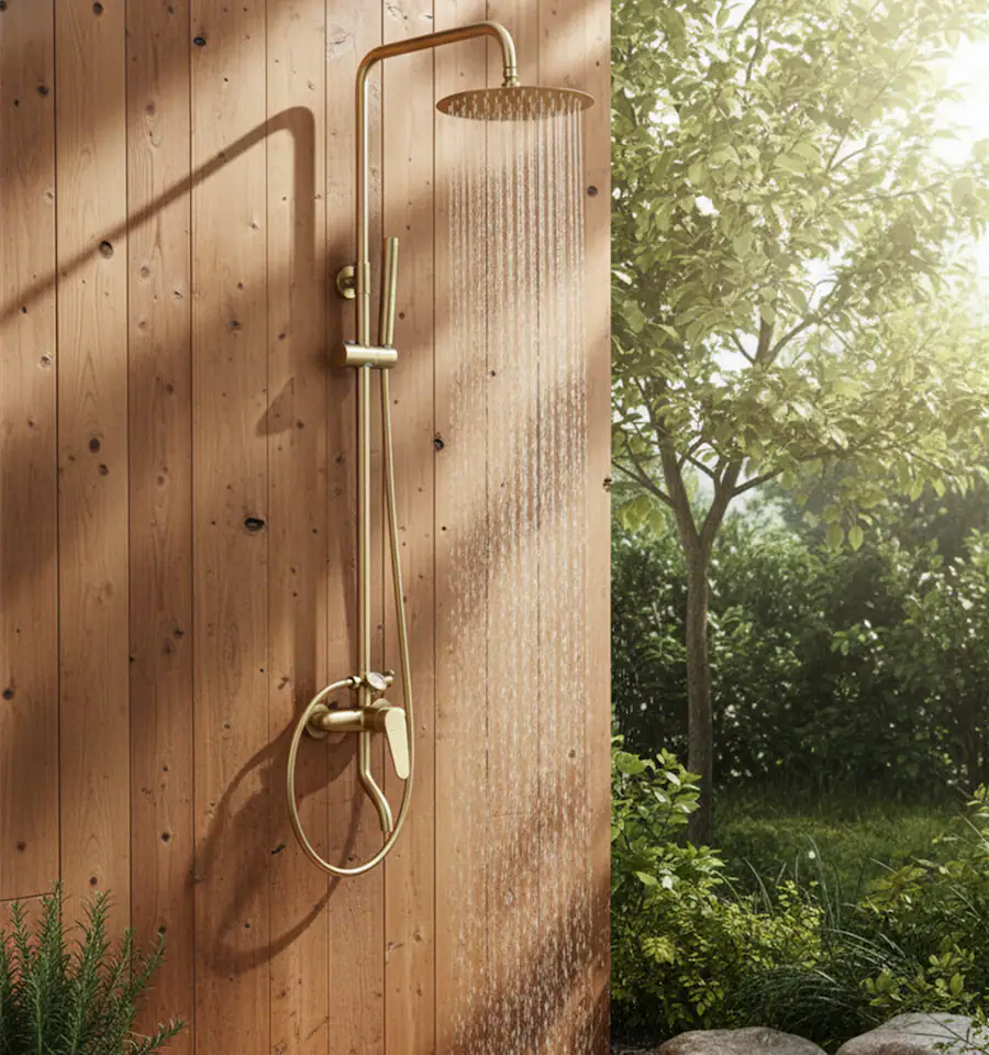 Dazzed Corner Wall Mount 3 Function Outdoor Shower Fixture with ...