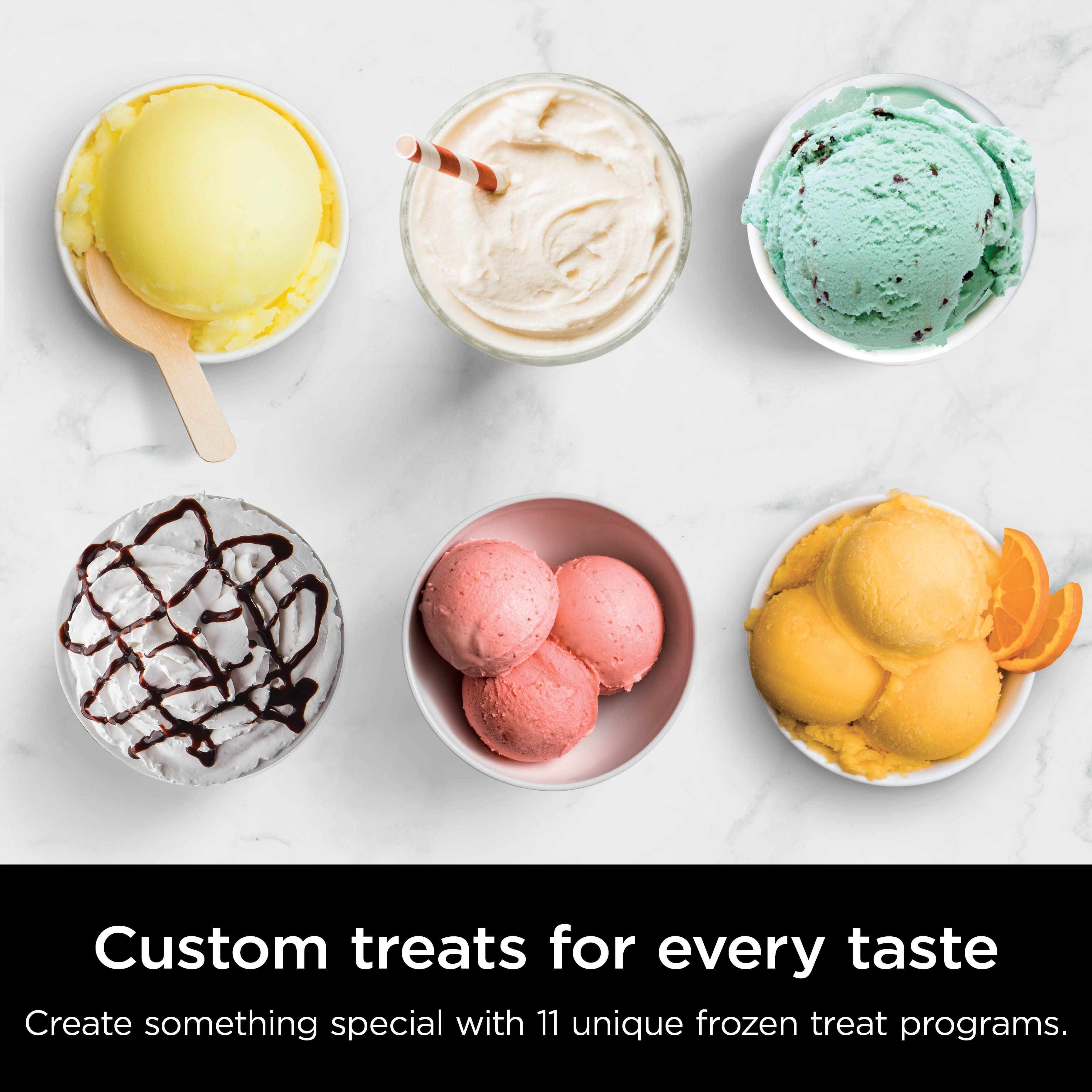 Custom treats for every taste Create something special with 11 unique frozen treat programs.