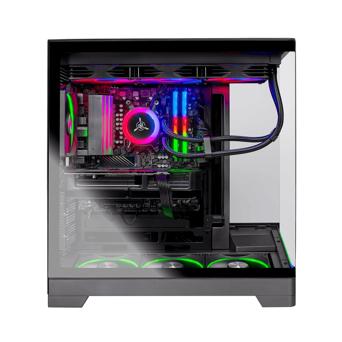 Angle. Skytech Gaming - Skytech HARPY - AMD Ryzen 7 7700X, 9070XT, 32GB 6000 MHz DDR5 RAM, 850W GOLD A3 PSU - Black.