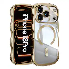 UUCOVER - Magnetic Case for Apple iPhone 18 Pro Compatible with MagSafe, Shockproof Electroplated Bumper Clear Slim Phone Cover - Gold