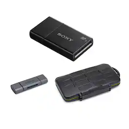 Sony - UHS-II USB 3.1 SD Card Reader with Carrying Case and Card Reader Bundle