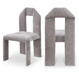 Meridian Furniture - Bennett Grey Chenille Fabric Dining Chair, Set of 2 - Gray