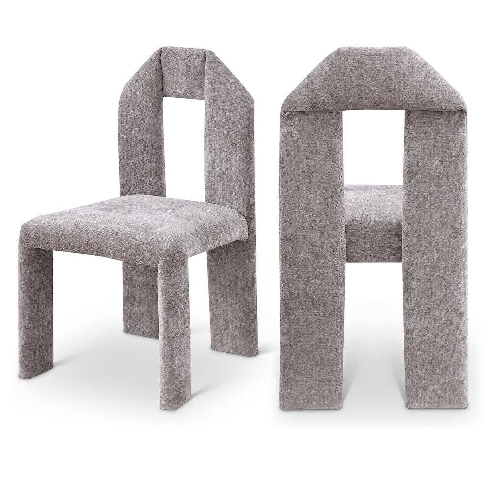 Front. Meridian Furniture - Bennett Grey Chenille Fabric Dining Chair, Set of 2 - Grey.