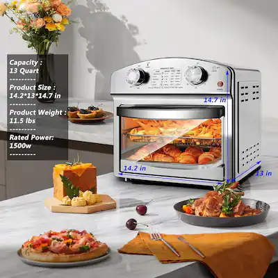 Gourmia Fryer Toaster Oven Combo, 17 Presets, 1700W, French Door, Digital, 24L, Black, Model GTF7460