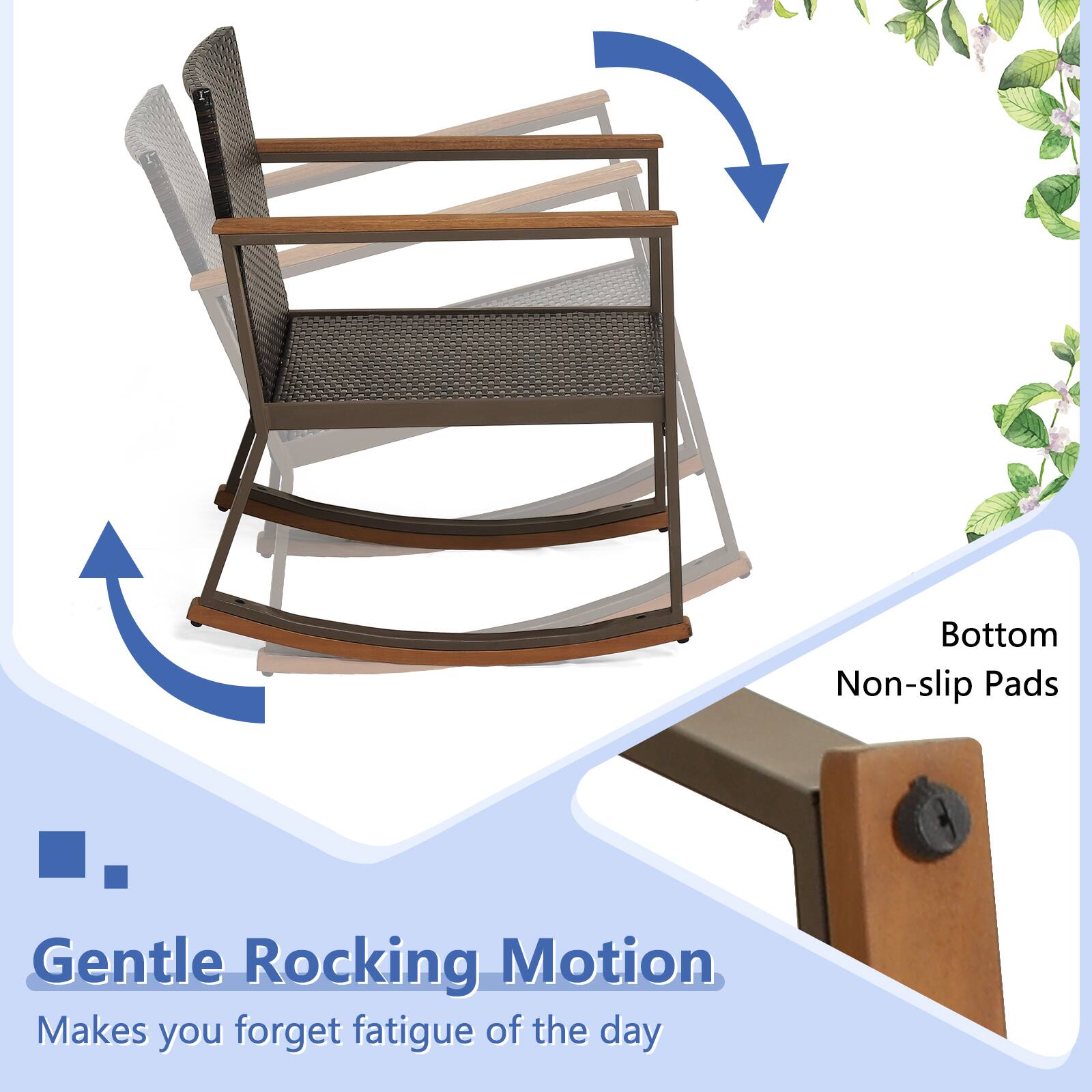 Bottom Non-slip Pads

Gentle Rocking Motion
Makes you forget fatigue of the day