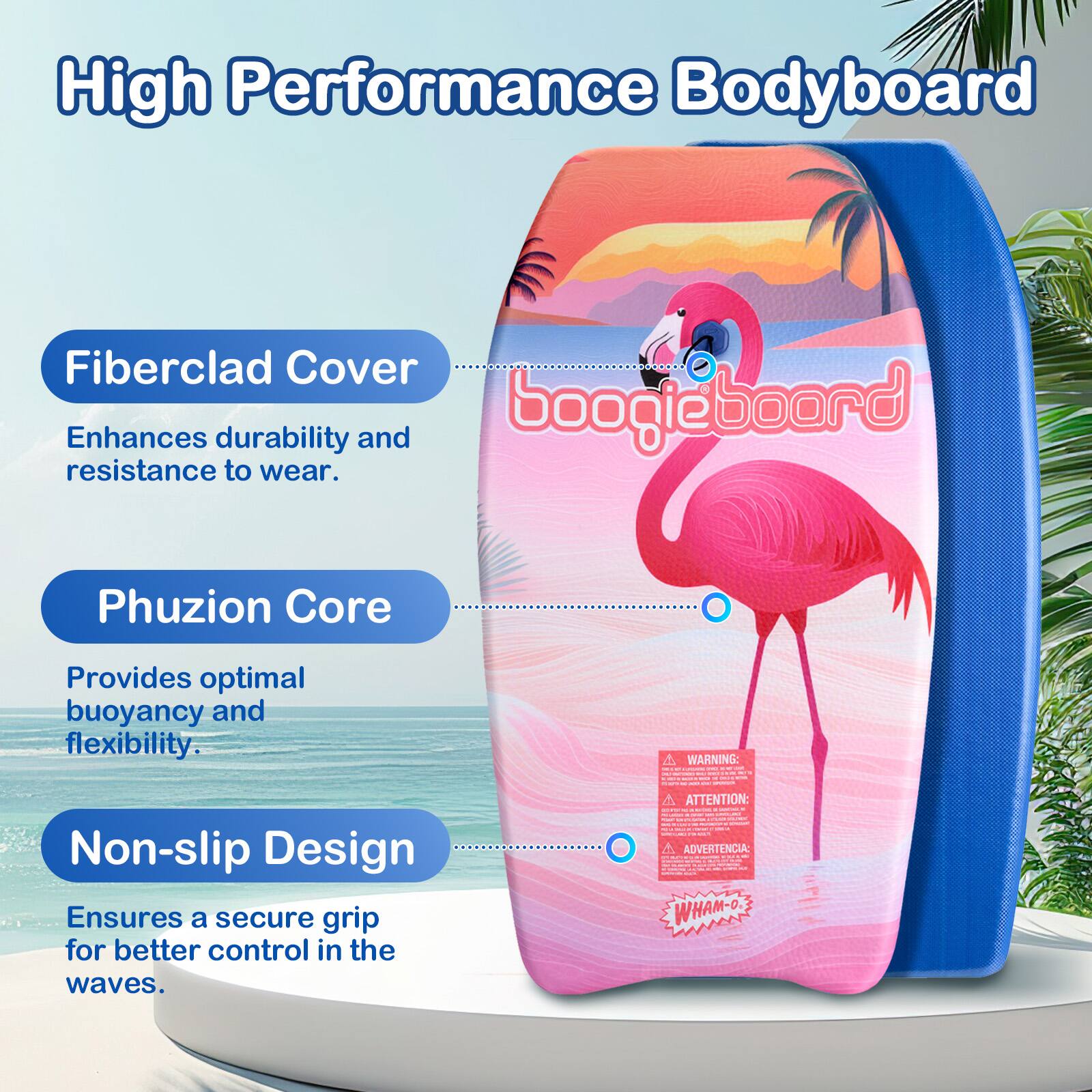 Boogie Board 2 Pack 33 Inch Body Board Lightweight with Wrist Leash ...