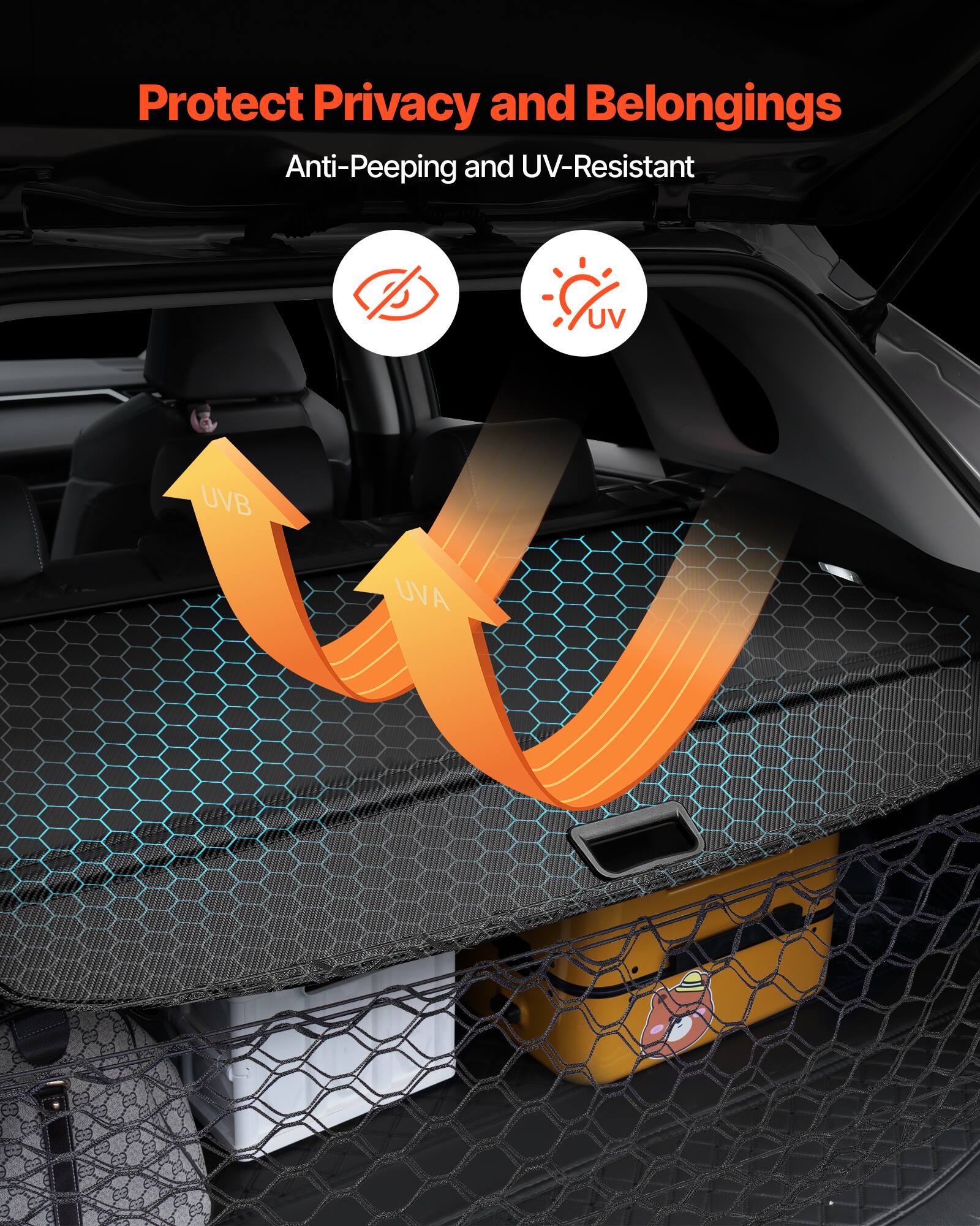 Protect Privacy and Belongings  
Anti-Peeping and UV-Resistant  
UVB UVA