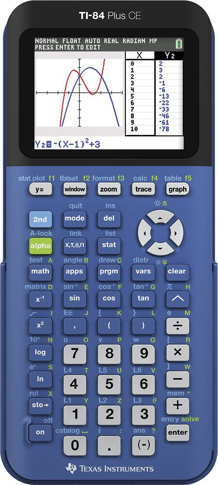 Front. Texas Instruments - TI-84 Plus CE Graphing Calculator - Blueberry.