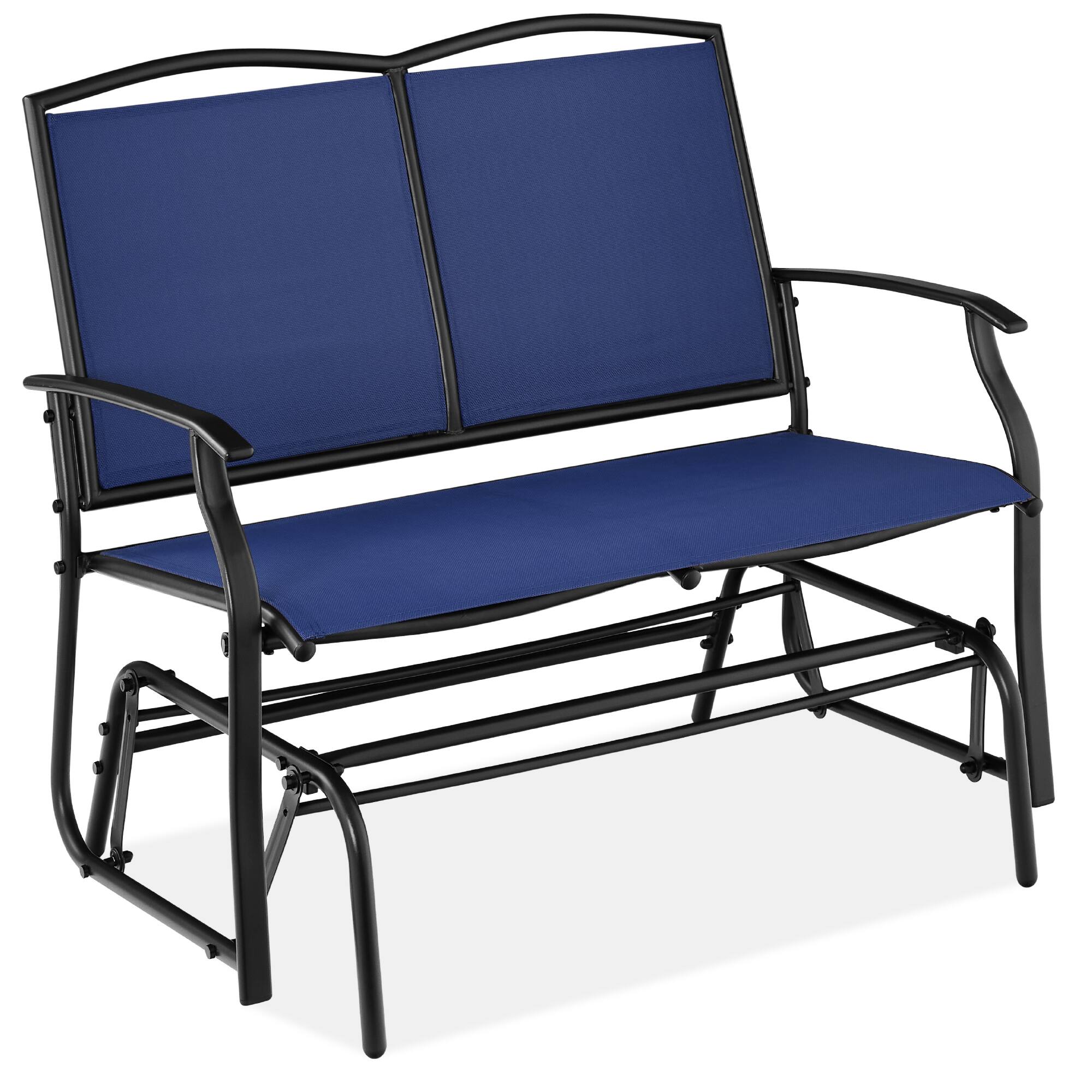 Front. Best Choice Products - Best Choice Products 2-Person Outdoor Swing Glider, Steel Patio Loveseat, Bench Rocker w/ Armrests - Navy/Black - Navy/Black.