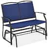 Front. Best Choice Products - Best Choice Products 2-Person Outdoor Swing Glider, Steel Patio Loveseat, Bench Rocker w/ Armrests - Navy/Black - Navy/Black.