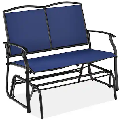 Front. Best Choice Products - Best Choice Products 2-Person Outdoor Swing Glider, Steel Patio Loveseat, Bench Rocker w/ Armrests - Navy/Black - Navy/Black.