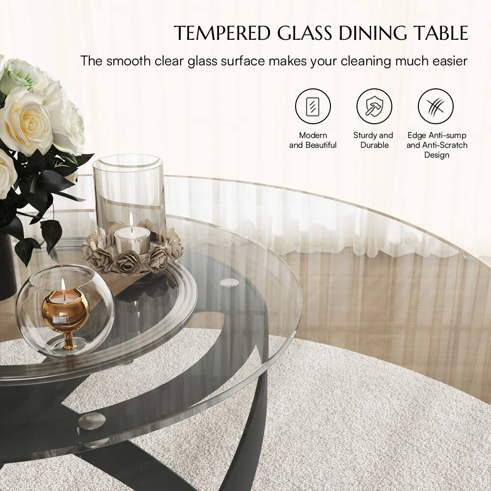 TEMPERED GLASS DINING TABLE

The smooth clear glass surface makes your cleaning much easier

Modern and Beautiful  
Sturdy and Durable  
Edge Anti-sump and Anti-Scratch Design