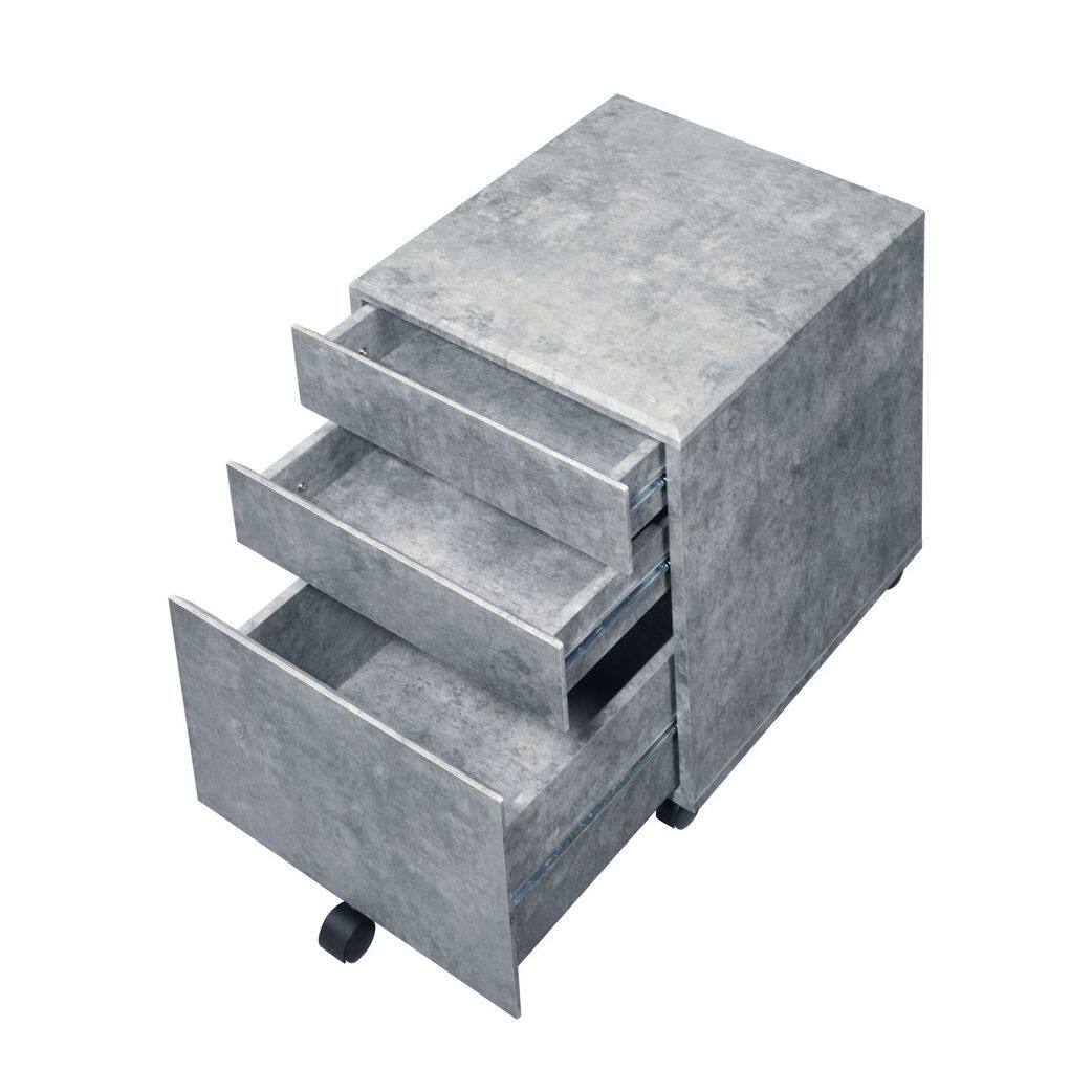 Angle. TinyHomie - 3 Drawers Storage File Cabinet with Caster Wheels Wooden Frame 1pc Home Office Furniture.