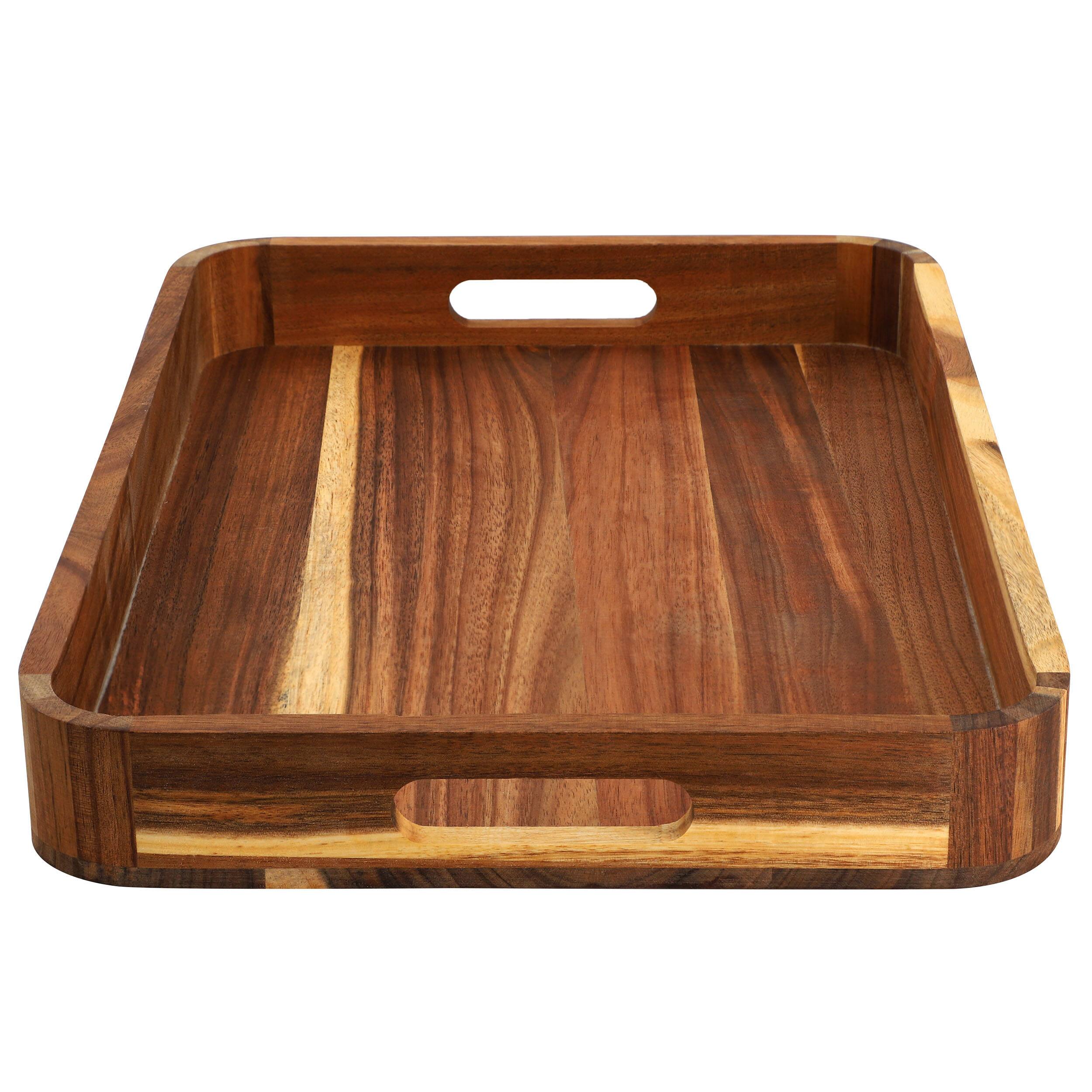 Alt View 1. MegaChef - MegaChef Acacia Wood 17.75 x 12 Inch Rectangle Serving Tray - Brown.