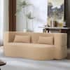 Front. Boyel Living - Compressed Apricot Teddy Fur Curved Sofa 2-in-1 Sofa Bed 2-Seat - Apricot.