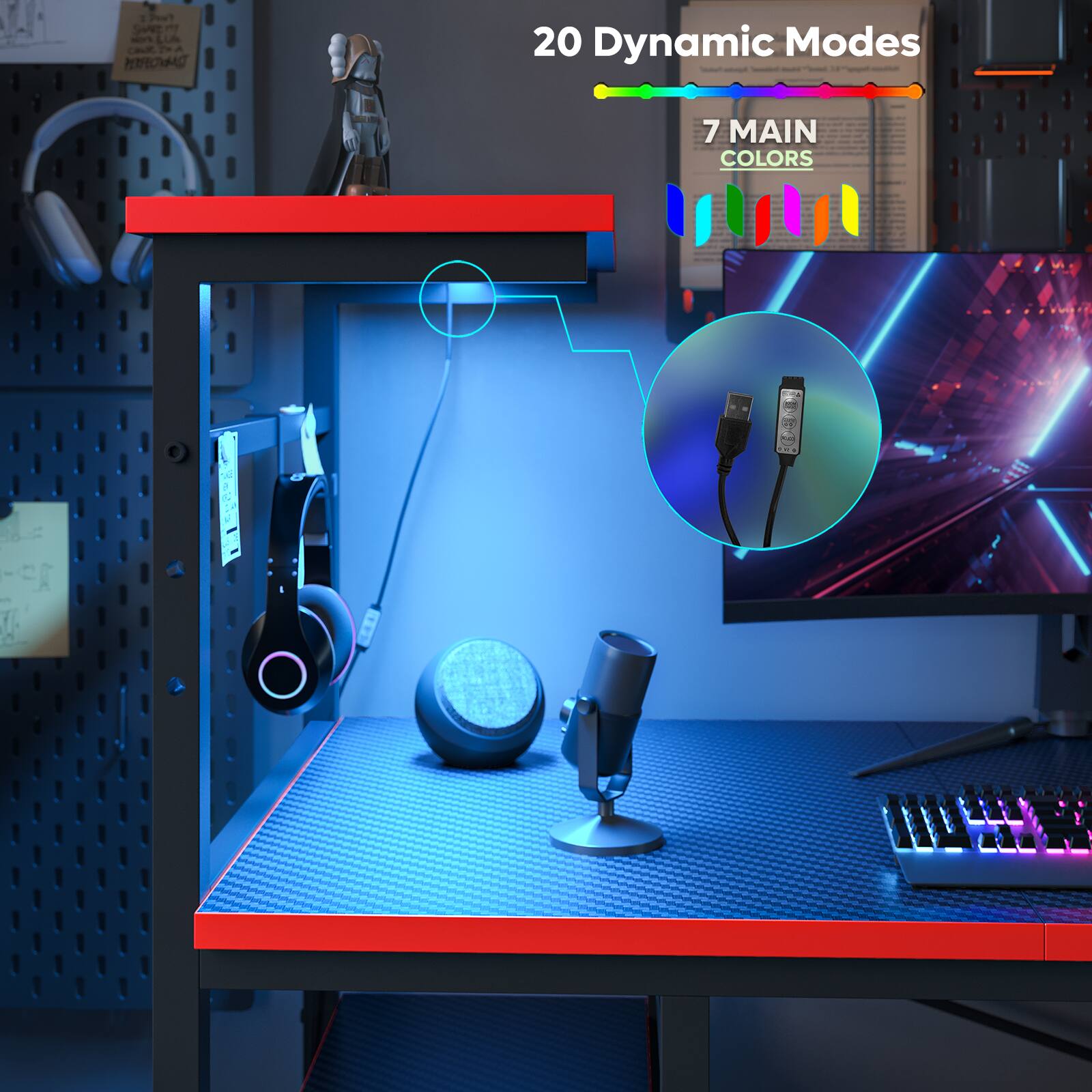 The text on the image reads "20 Dynamic Modes 7 Main Colors."