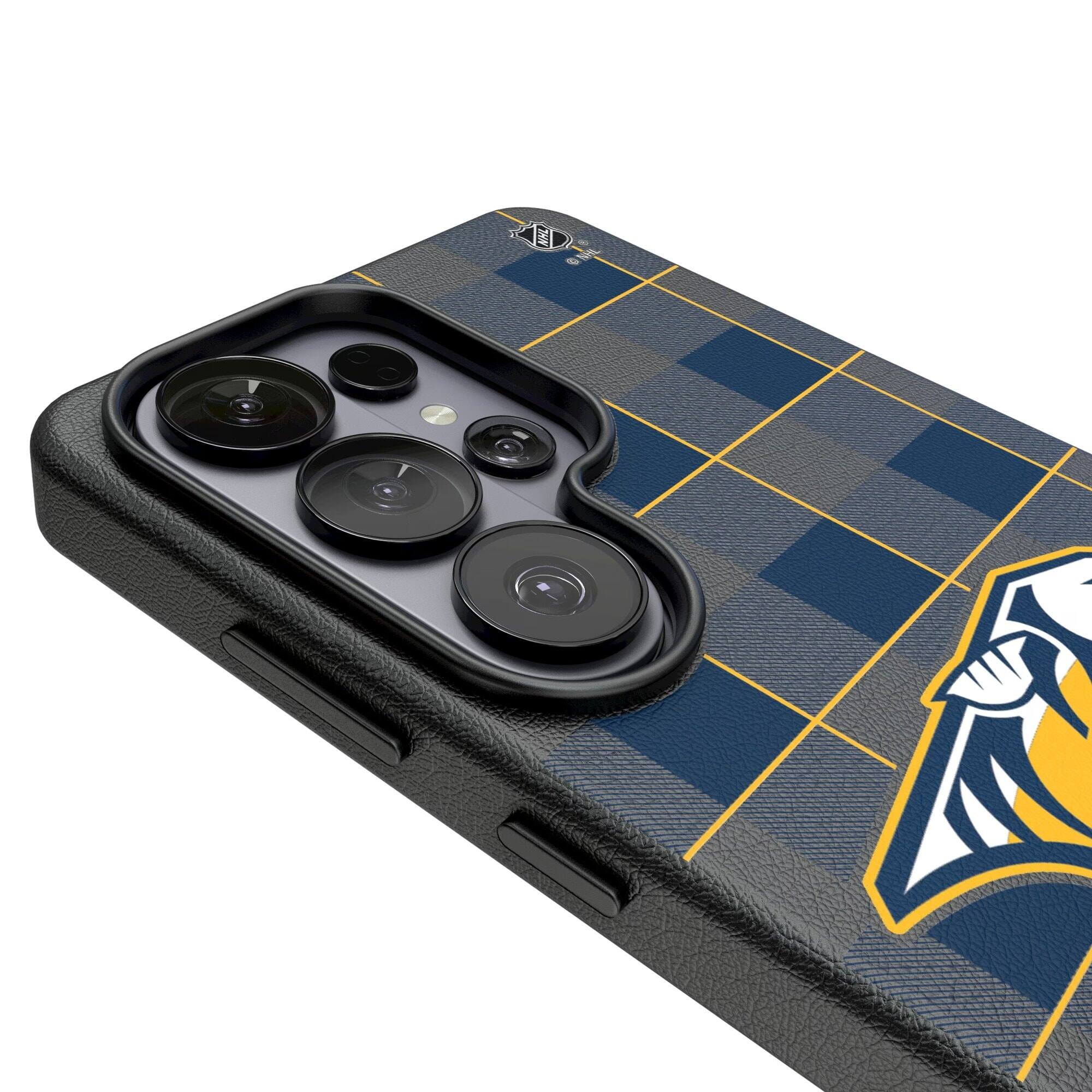Alt View 2. Keyscaper - Nashville Predators Plaid Galaxy Magnetic Bump Case - S24 Ultra - Black.