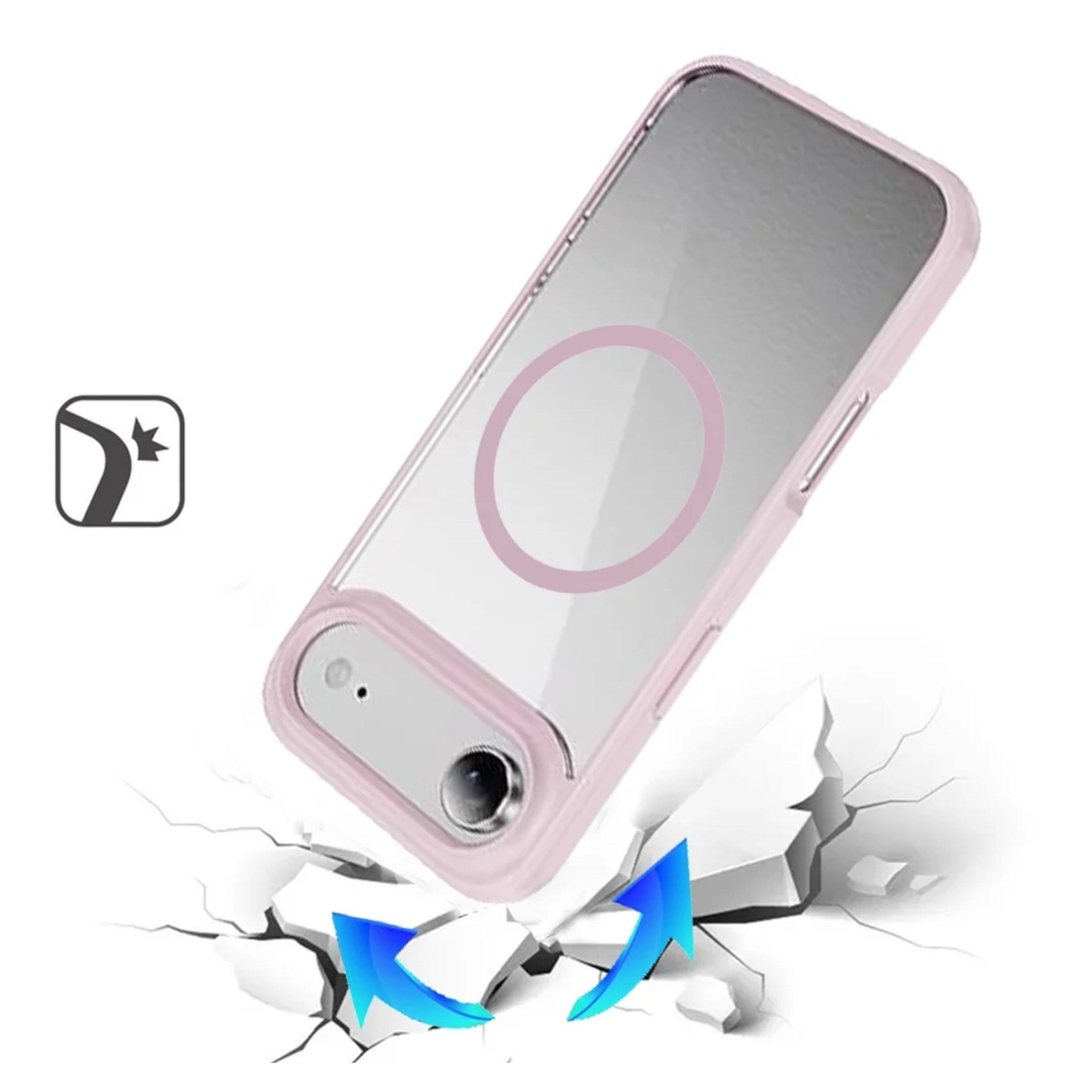 Angle. Kitcheniva - Premium Magnetic Circle Shockproof Phone Case With Tempered Glass For iPhone Air Pink - Pink.