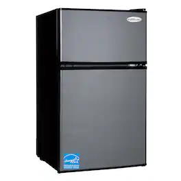 Premium Levella - 3.1 CuFt Manual Defrost Top Freezer Mini Refrigerator with Can Storage - Black Stainless Steel