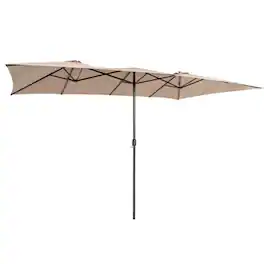Mondawe - 15 Feet Double-Sized Patio Umbrella with Crank Handle and Vented Tops - Brown