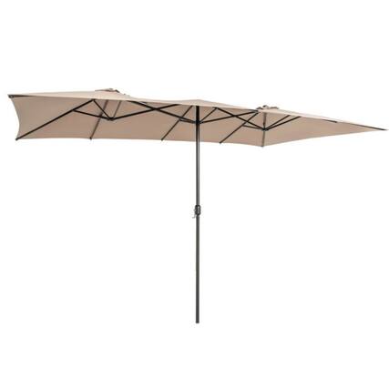 Front. Mondawe - 15 Feet Double-Sized Patio Umbrella with Crank Handle and Vented Tops - Brown.
