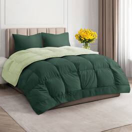CGK Linens - Premium All-Season Down Alternative Comforter - Fluffy Oversized Duvet Insert - California king - Emerald/Light Sage Green