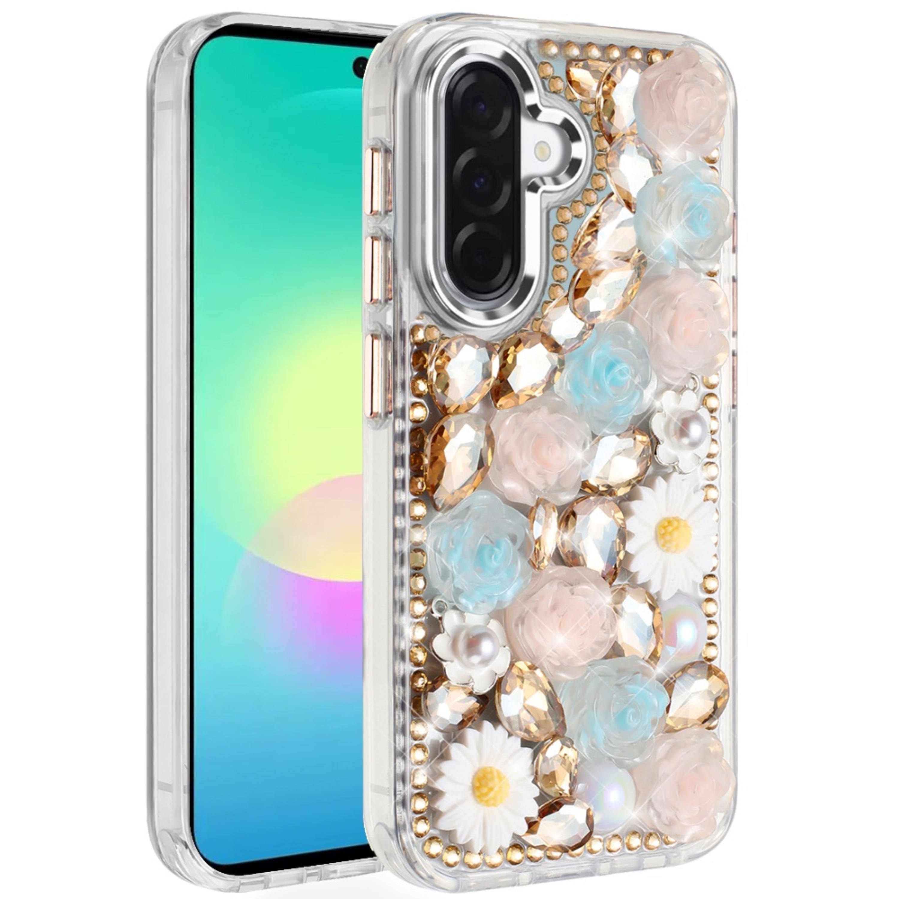 Kitcheniva - Full 3D Bling Rhinestone Jewel Cover Plus Tempered Glass For Samsung A27 5G - Gold price history on PriceWatchPro