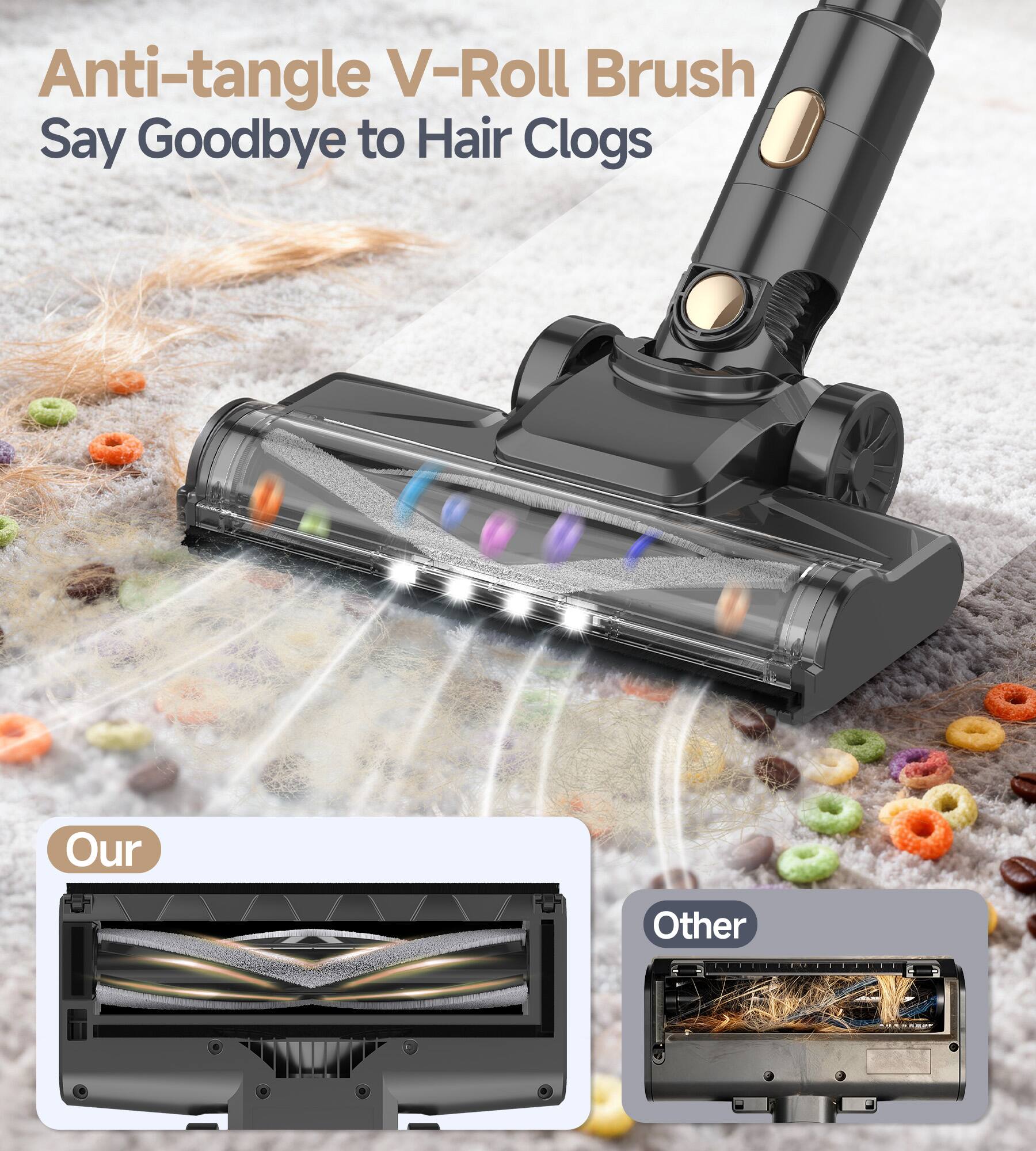 Anti-tangle V-Roll Brush  
Say Goodbye to Hair Clogs  

Our  
Other