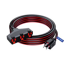 Maximm - Extension Cord 15 ft, SJTW Extension Cord with Multiple Outlets, 16 Gauge ETL Listed - Black and Red
