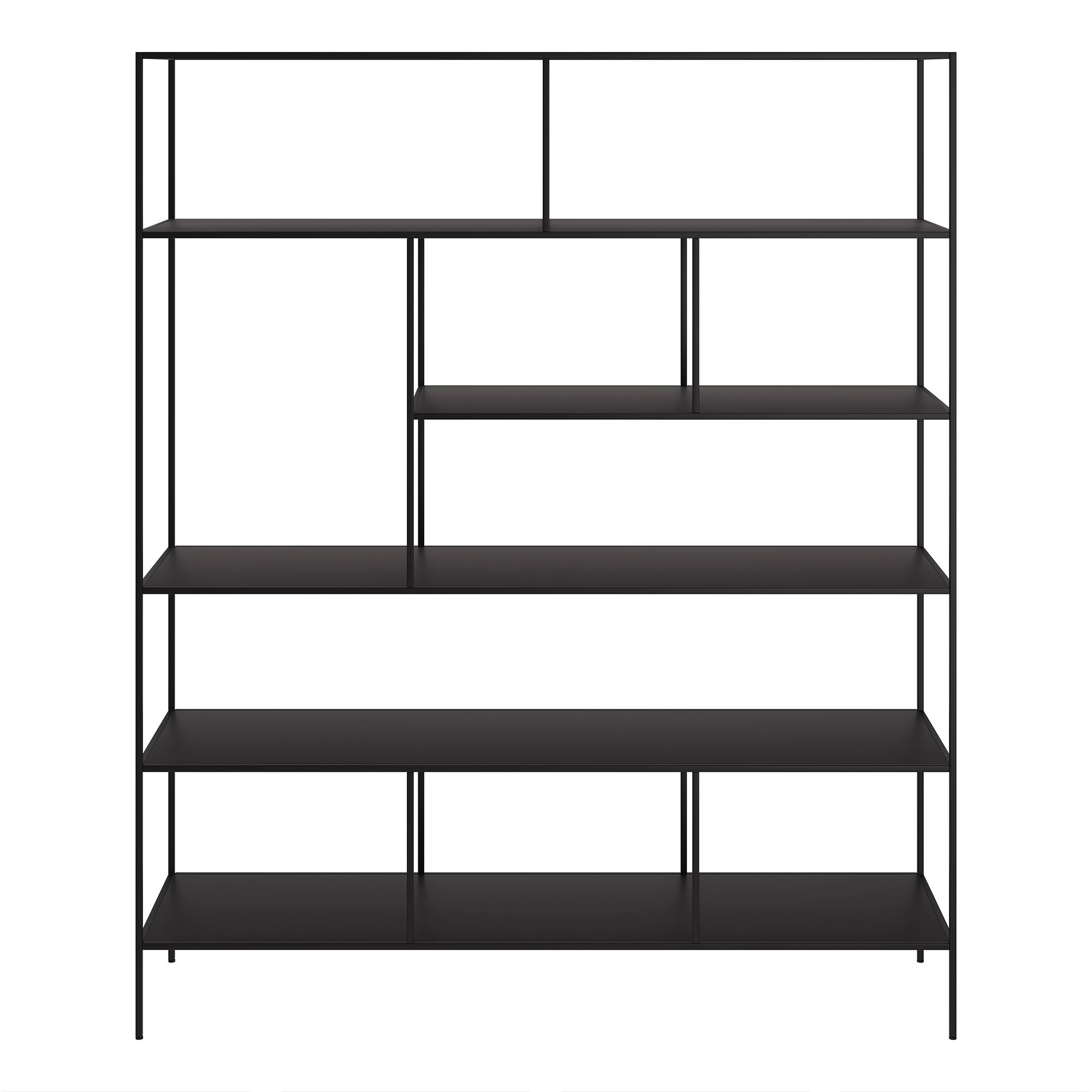 Angle. Hudson&Canal - Whitmore 72" Tall Rectangular Bookcase in Blackened Bronze - Black.